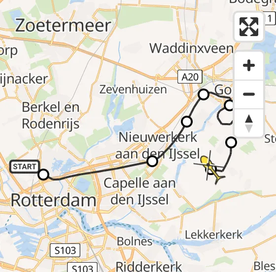 Vlucht Politiehelikopter PH-PXE van Rotterdam The Hague Airport naar Berkenwoude op dinsdag 15 oktober 2024 12:00