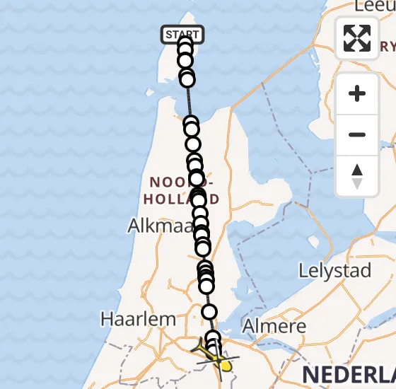 Vlucht Traumahelikopter PH-LLN van Texel International Airport naar Academisch Medisch Centrum (AMC) op dinsdag 15 oktober 2024 12:15