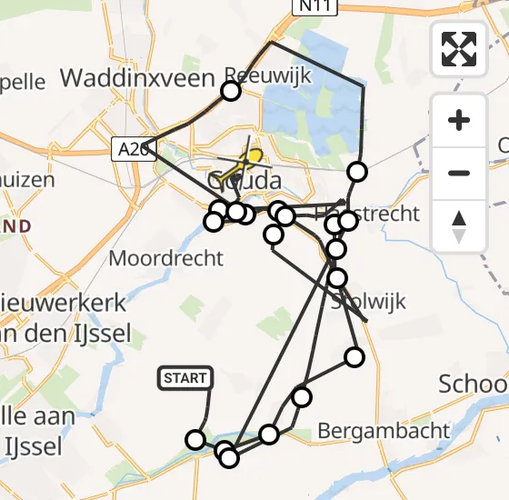 Vlucht Politiehelikopter PH-PXE van Berkenwoude naar Gouda op dinsdag 15 oktober 2024 12:20