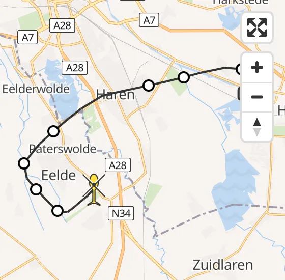 Vlucht Traumahelikopter PH-TTR van Foxhol naar Groningen Airport Eelde op dinsdag 15 oktober 2024 13:07