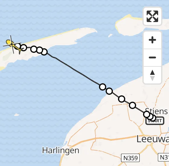 Vlucht Ambulancehelikopter PH-OOP van Vliegbasis Leeuwarden naar West-Terschelling op dinsdag 15 oktober 2024 13:10