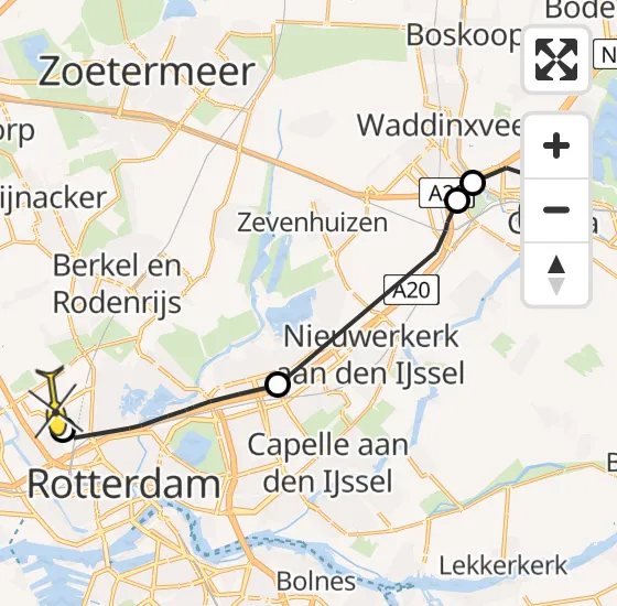 Vlucht Politiehelikopter PH-PXE van Gouda naar Rotterdam The Hague Airport op dinsdag 15 oktober 2024 13:14