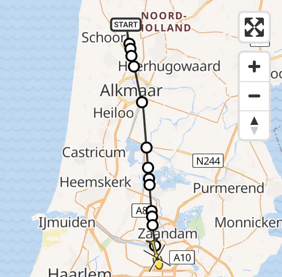 Vlucht Traumahelikopter PH-LLN van Warmenhuizen naar Amsterdam Heliport op dinsdag 15 oktober 2024 13:26