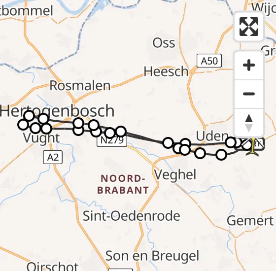 Vlucht Traumahelikopter PH-MAA van Vliegbasis Volkel naar Vliegbasis Volkel op dinsdag 15 oktober 2024 14:12