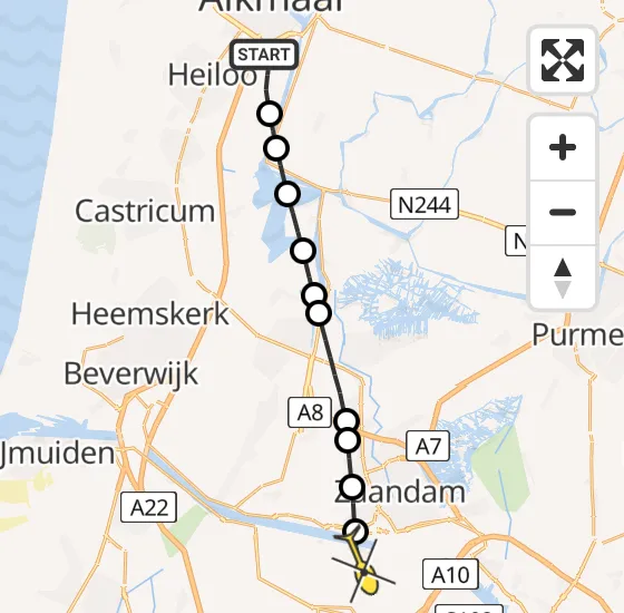 Vlucht Traumahelikopter PH-LLN van Alkmaar naar Amsterdam Heliport op dinsdag 15 oktober 2024 14:23