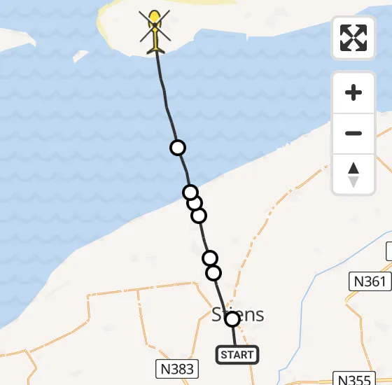 Vlucht Ambulancehelikopter PH-OOP van Vliegbasis Leeuwarden naar Ameland Airport Ballum op dinsdag 15 oktober 2024 17:05