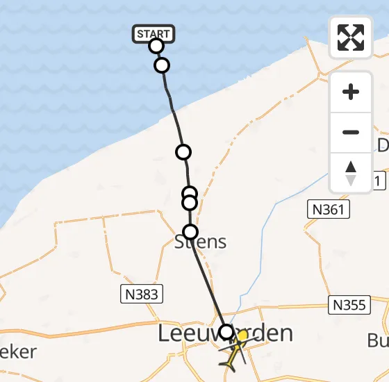 Vlucht Ambulancehelikopter PH-OOP van Ballum naar Leeuwarden op dinsdag 15 oktober 2024 17:30