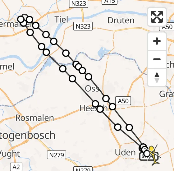 Vlucht Traumahelikopter PH-MAA van Vliegbasis Volkel naar Vliegbasis Volkel op dinsdag 15 oktober 2024 18:04