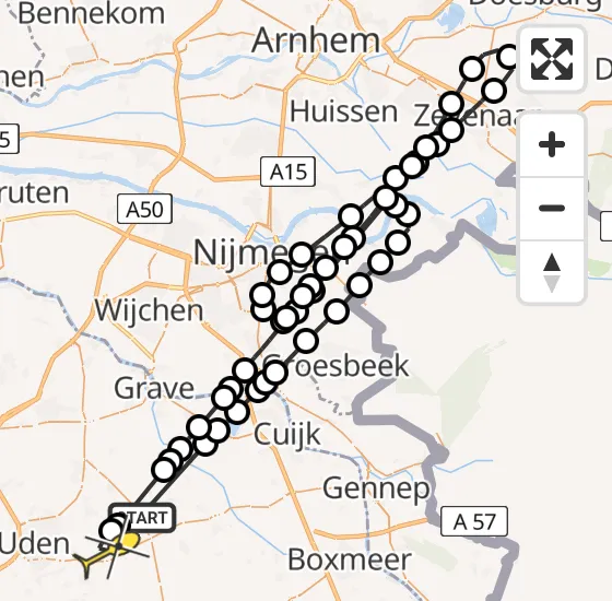 Vlucht Traumahelikopter PH-MAA van Zeeland naar Vliegbasis Volkel op dinsdag 15 oktober 2024 20:28