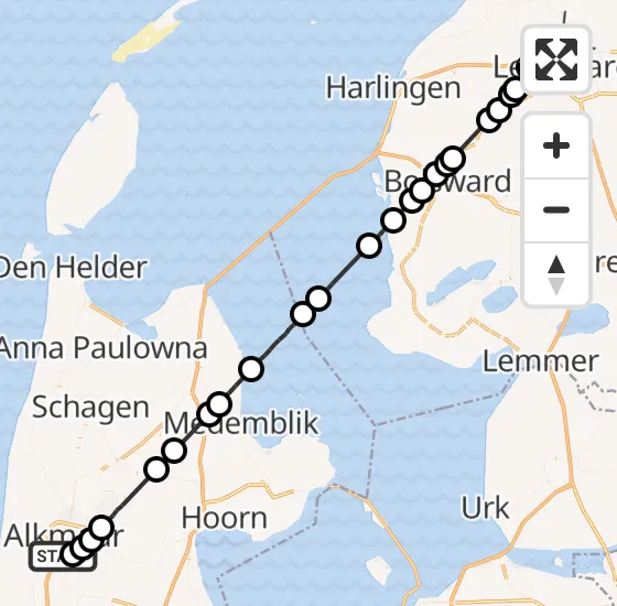 Vlucht Ambulancehelikopter PH-OOP van Alkmaar naar Leeuwarden op dinsdag 15 oktober 2024 21:29