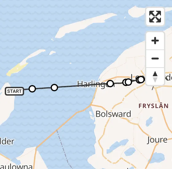 Vlucht Ambulancehelikopter PH-OOP van De Cocksdorp naar Leeuwarden op dinsdag 15 oktober 2024 23:56