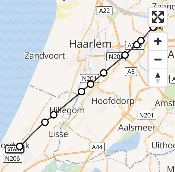 Vlucht Traumahelikopter PH-LLN van Noordwijk naar Amsterdam Heliport op woensdag 16 oktober 2024 1:34