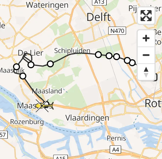 Vlucht Politiehelikopter PH-PXE van Rotterdam The Hague Airport naar Maassluis op woensdag 16 oktober 2024 10:04