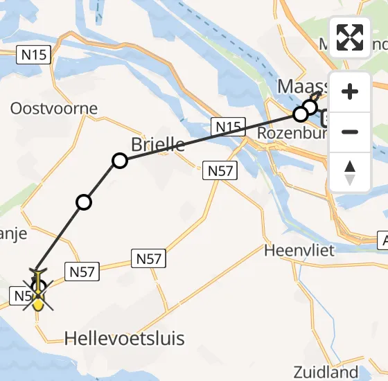 Vlucht Politiehelikopter PH-PXE van Maassluis naar Hellevoetsluis op woensdag 16 oktober 2024 10:28