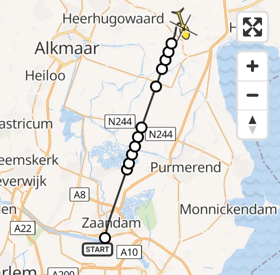 Vlucht Traumahelikopter PH-LLN van Amsterdam Heliport naar Spierdijk op woensdag 16 oktober 2024 10:59