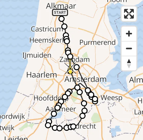 Vlucht Traumahelikopter PH-LLN van Alkmaar naar Amsterdam Heliport op woensdag 16 oktober 2024 12:20