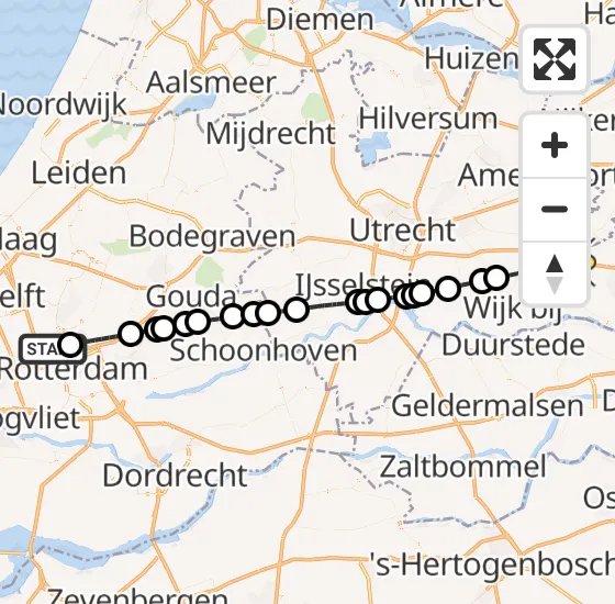 Vlucht Traumahelikopter PH-HVB van Rotterdam The Hague Airport naar Woudenberg op woensdag 16 oktober 2024 12:33