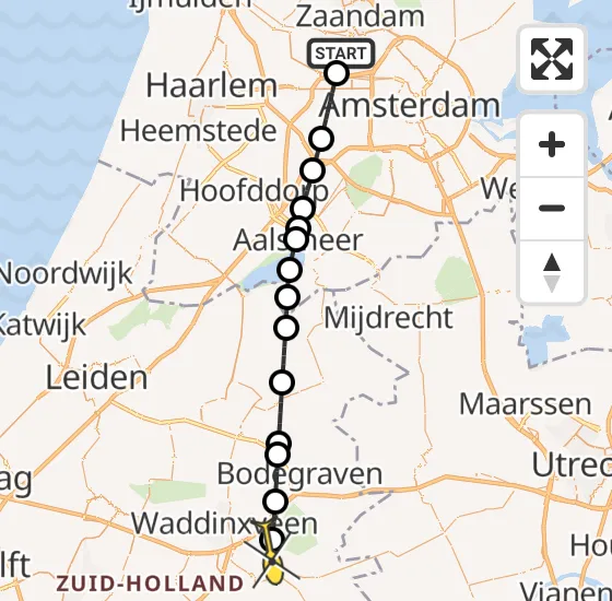 Vlucht Traumahelikopter PH-LLN van Amsterdam Heliport naar Gouda op woensdag 16 oktober 2024 13:18