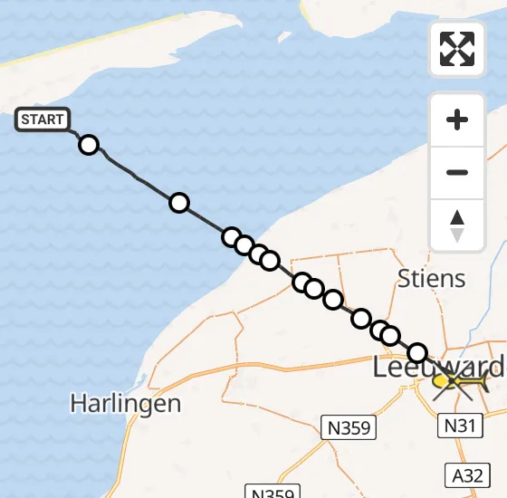 Vlucht Ambulancehelikopter PH-OOP van Formerum naar Leeuwarden op woensdag 16 oktober 2024 13:20