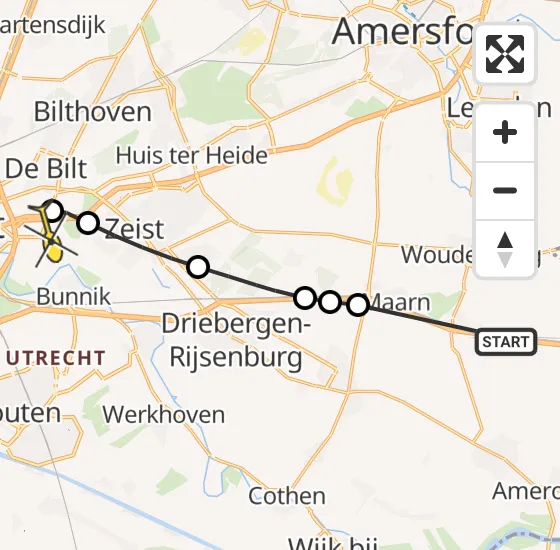 Vlucht Traumahelikopter PH-HVB van Woudenberg naar Universitair Medisch Centrum Utrecht op woensdag 16 oktober 2024 13:34