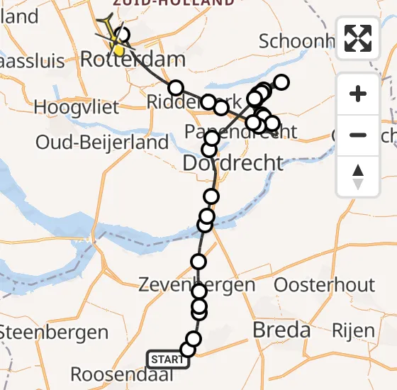 Vlucht Politiehelikopter PH-PXC van Breda International Airport naar Rotterdam The Hague Airport op woensdag 16 oktober 2024 13:36