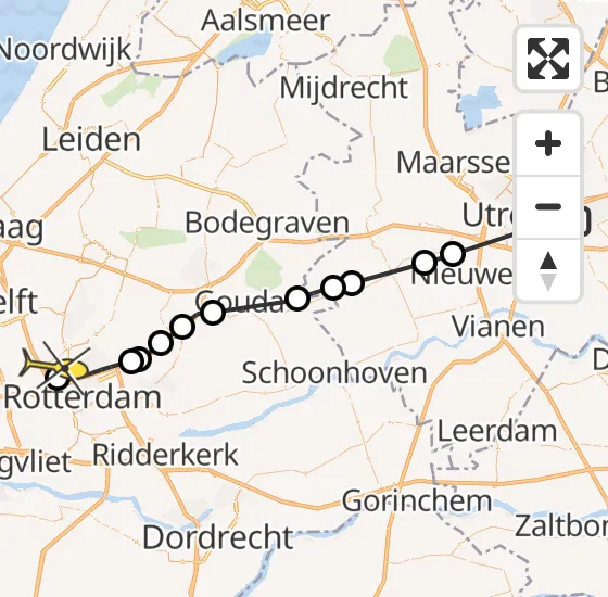 Vlucht Traumahelikopter PH-HVB van Universitair Medisch Centrum Utrecht naar Rotterdam The Hague Airport op woensdag 16 oktober 2024 13:41