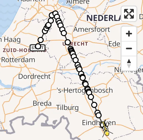 Vlucht Traumahelikopter PH-LLN van Gouda naar Heeze op woensdag 16 oktober 2024 13:51