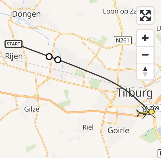 Vlucht Traumahelikopter PH-MAA van Rijen naar Tilburg op woensdag 16 oktober 2024 14:07