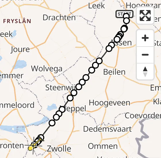 Vlucht Traumahelikopter PH-TTR van Groningen Airport Eelde naar Kampen op woensdag 16 oktober 2024 14:38