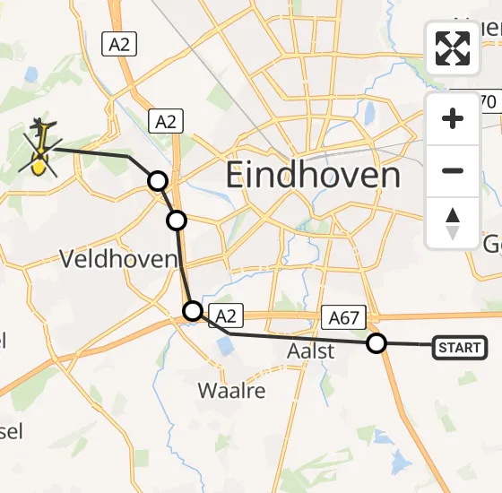 Vlucht Traumahelikopter PH-LLN van Heeze naar Eindhoven Airport op woensdag 16 oktober 2024 14:57