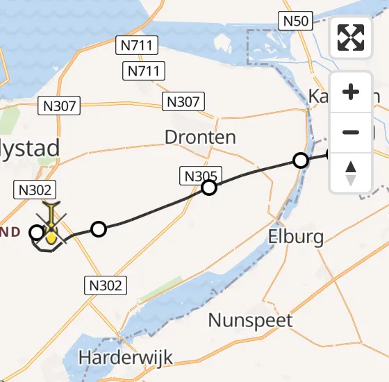 Vlucht Traumahelikopter PH-TTR van Kampen naar Lelystad Airport op woensdag 16 oktober 2024 15:26