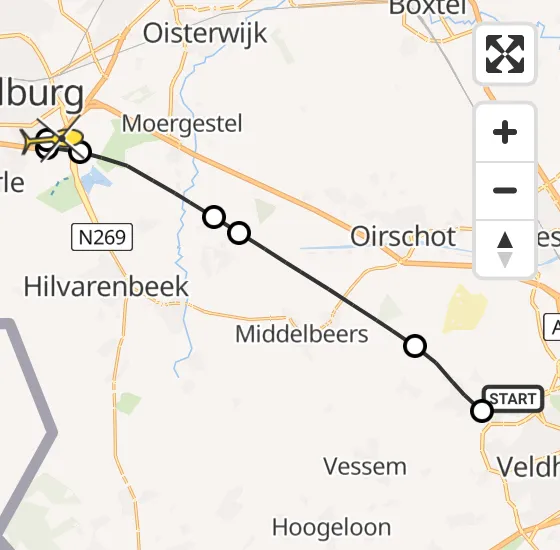 Vlucht Traumahelikopter PH-LLN van Eindhoven Airport naar Tilburg op woensdag 16 oktober 2024 15:27