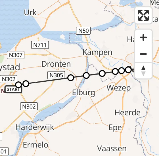 Vlucht Traumahelikopter PH-TTR van Lelystad Airport naar Zwolle op woensdag 16 oktober 2024 15:53