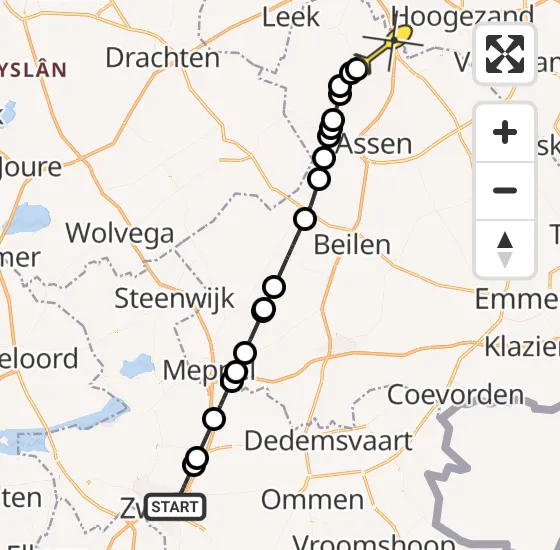 Vlucht Traumahelikopter PH-TTR van Zwolle naar Groningen Airport Eelde op woensdag 16 oktober 2024 16:09