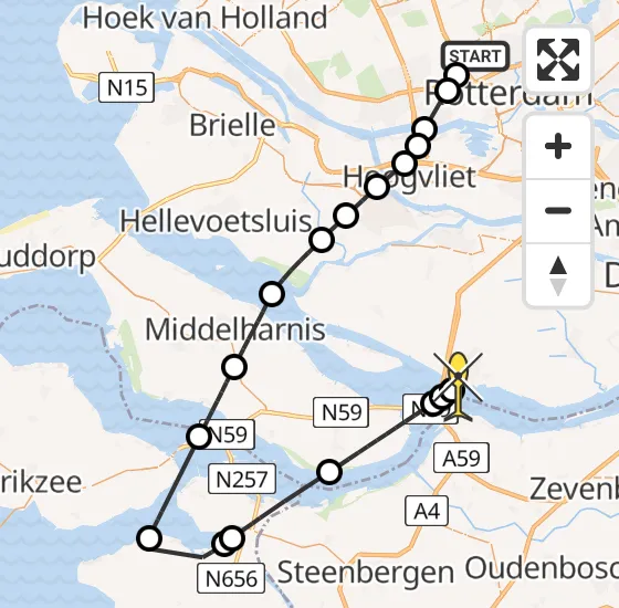 Vlucht Politiehelikopter PH-PXC van Rotterdam The Hague Airport naar Numansdorp op woensdag 16 oktober 2024 16:10