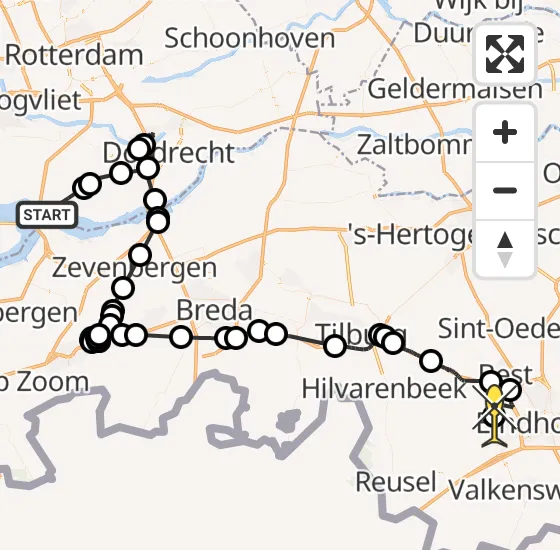 Vlucht Politiehelikopter PH-PXC van Numansdorp naar Eindhoven Airport op woensdag 16 oktober 2024 16:40