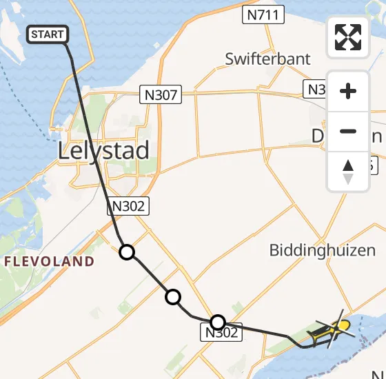 Vlucht Kustwachthelikopter PH-SAR van Lelystad naar Biddinghuizen op woensdag 16 oktober 2024 19:10