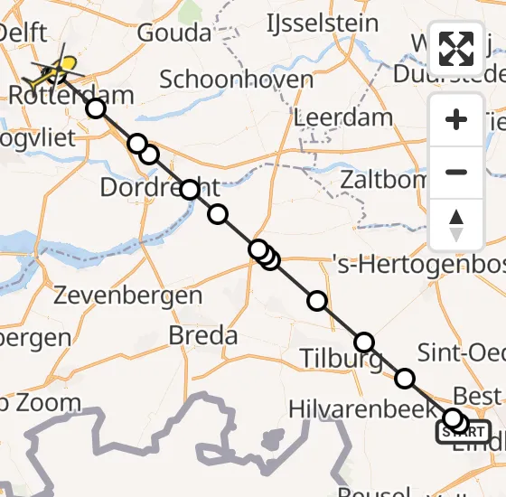 Vlucht Politiehelikopter PH-PXC van Eindhoven Airport naar Rotterdam The Hague Airport op woensdag 16 oktober 2024 19:49