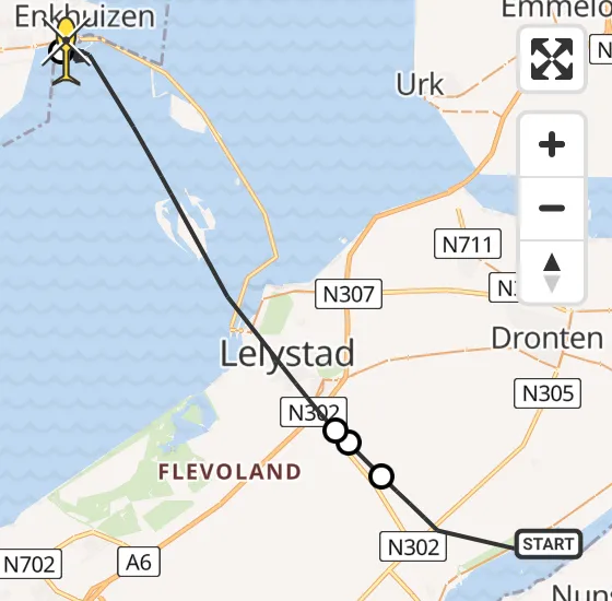 Vlucht Kustwachthelikopter PH-SAR van Biddinghuizen naar Enkhuizen op woensdag 16 oktober 2024 20:15