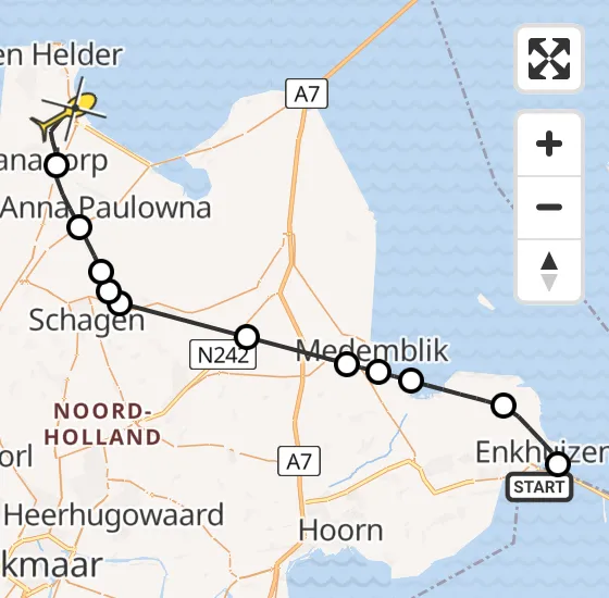 Vlucht Kustwachthelikopter PH-SAR van Lelystad naar Vliegveld De Kooy op woensdag 16 oktober 2024 20:39