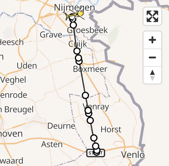 Vlucht Traumahelikopter PH-MAA van Maasbree naar Radboud Universitair Medisch Centrum op donderdag 17 oktober 2024 1:09