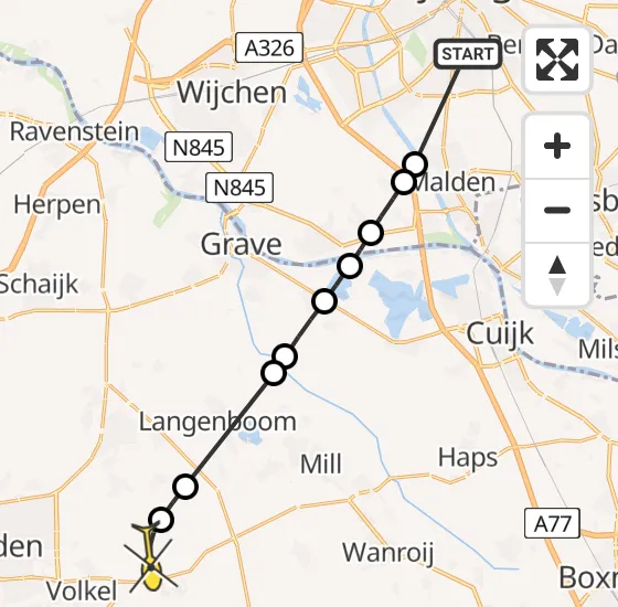 Vlucht Traumahelikopter PH-MAA van Radboud Universitair Medisch Centrum naar Vliegbasis Volkel op donderdag 17 oktober 2024 1:55