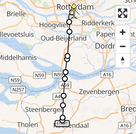 Vlucht Traumahelikopter PH-HVB van Roosendaal naar Erasmus MC op donderdag 17 oktober 2024 3:09