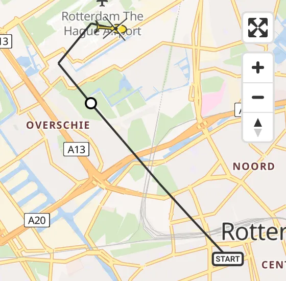 Vlucht Traumahelikopter PH-HVB van Rotterdam naar Rotterdam The Hague Airport op donderdag 17 oktober 2024 3:53