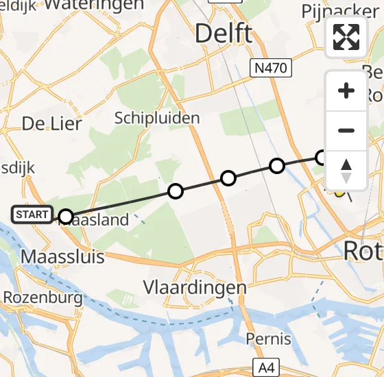 Vlucht Traumahelikopter PH-HVB van Maassluis naar Rotterdam The Hague Airport op donderdag 17 oktober 2024 8:41