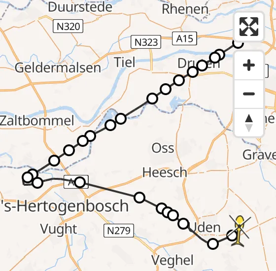 Vlucht Traumahelikopter PH-MAA van Zetten naar Vliegbasis Volkel op donderdag 17 oktober 2024 9:03