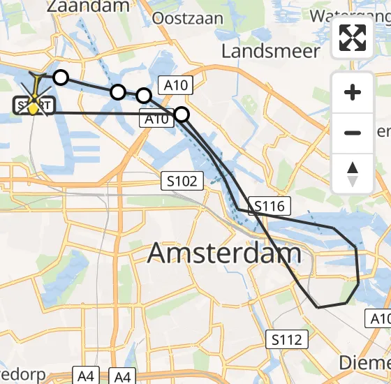 Vlucht Traumahelikopter PH-LLN van Amsterdam Heliport naar Amsterdam Heliport op donderdag 17 oktober 2024 9:19