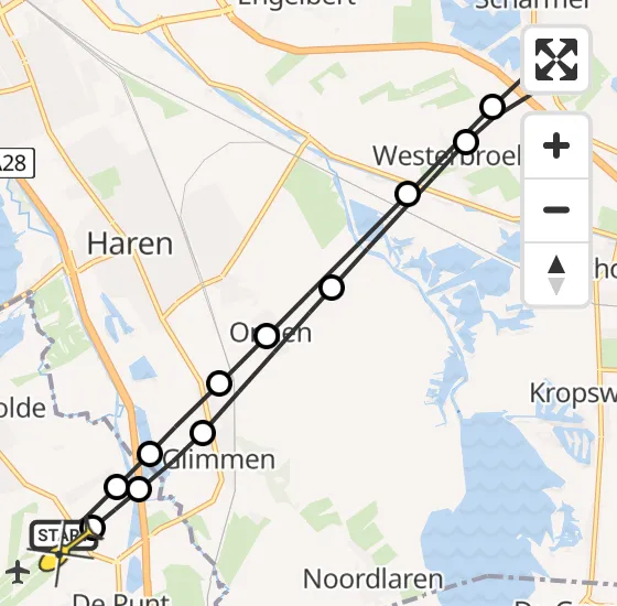 Vlucht Traumahelikopter PH-TTR van Groningen Airport Eelde naar Groningen Airport Eelde op donderdag 17 oktober 2024 9:33