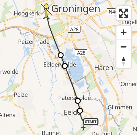 Vlucht Traumahelikopter PH-TTR van Groningen Airport Eelde naar Groningen op donderdag 17 oktober 2024 10:08