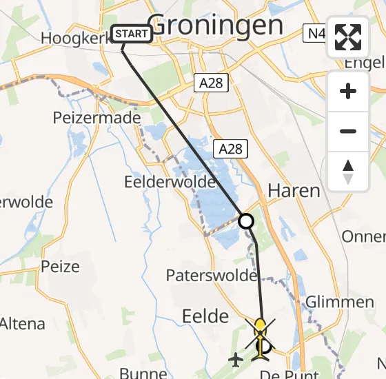 Vlucht Traumahelikopter PH-TTR van Groningen naar Groningen Airport Eelde op donderdag 17 oktober 2024 10:37